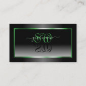 まともな黒と白のグラデーション緑の枠イニシャル 名刺 (正面)