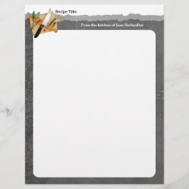 まな板と包丁、ハーブのレシピ便箋