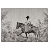 まな板のガラス西部のカウボーイ カッティングボード (正面)