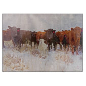 まな板のガラス西部の牛 カッティングボード (正面)