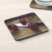 まな板の上に赤いトマトが3個 コースター (左側)