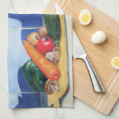 まな絵画い板の上の静物野菜 キッチンタオル (四つ折り)
