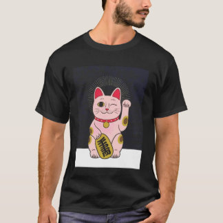 まねきねこ ラッキーキャット 日本の幸運を呼ぶ振るチャーム Tシャツ