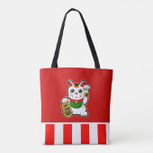 まねきねこ：日本の幸運を呼ぶ猫 トートバッグ (裏面)