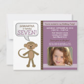 まねます誕生会の招待を(紫色) 招待状 (正面)