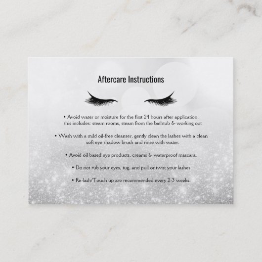 まばたきが友人のアフターケアの指示シルバーを参照 紹介カード (裏面)