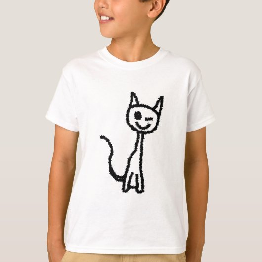 まばたきしている黒猫 Tシャツ (正面)