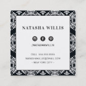 まばたきと眉のミニマルモダン主義の上品な黒 スクエア名刺 (裏面)