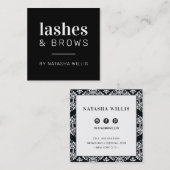 まばたきと眉のミニマルモダン主義の上品な黒 スクエア名刺 (正面/裏面)