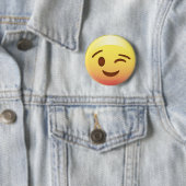 まばたきのスマイルの黄色のEmojiボタンPin 缶バッジ (インサイチュ)