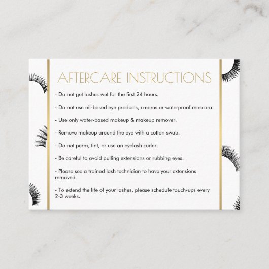 まばたきの多いサロンホワイト/ブラックアフターケアカード 名刺 (正面)