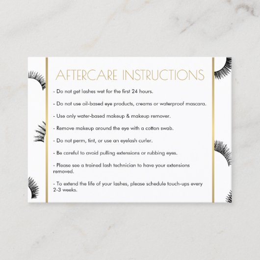 まばたきの多いサロンホワイト/ブラックアフターケアカード 名刺 (正面)