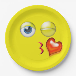 まばたきの打撃のキスEmoji ペーパープレート