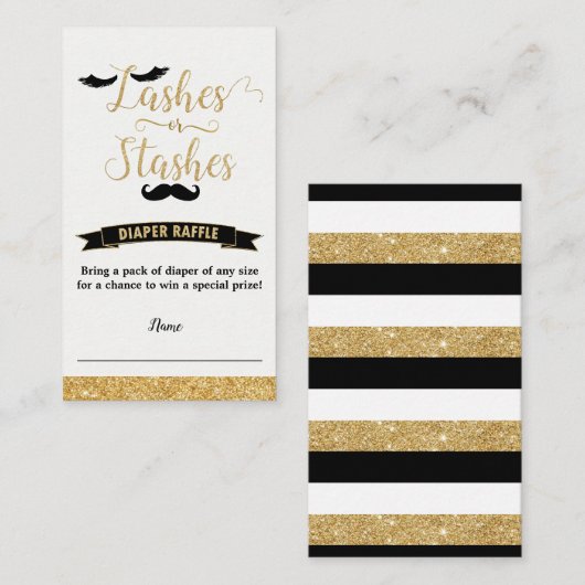 まばたきまたは散骨ジェンダーリビールおむつラッフル金ゴールド エンクロージャーカード (正面/裏面)