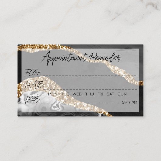 まばたきアポイントメントリマインダー金ゴールドブラックマーブル 名刺 (裏面)