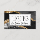 まばたきアポイントメントリマインダー金ゴールドブラックマーブル 名刺 (正面)