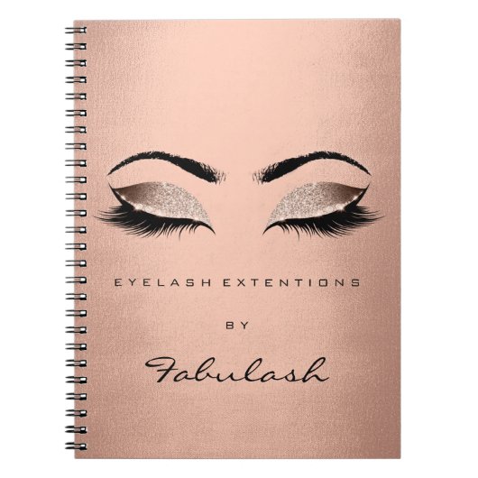 まばたきグリッターアイズメイクアップ赤面バラ金ゴールド名 ノートブック (正面)