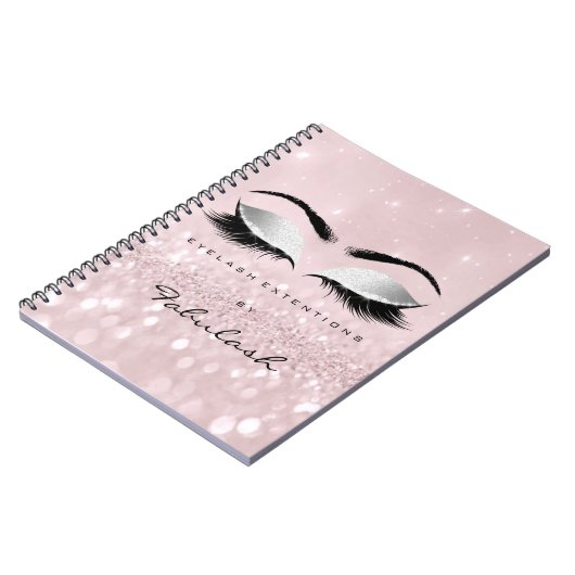 まばたきグリッターアイメイクアップピンクローズガーリー名 ノートブック (左側)