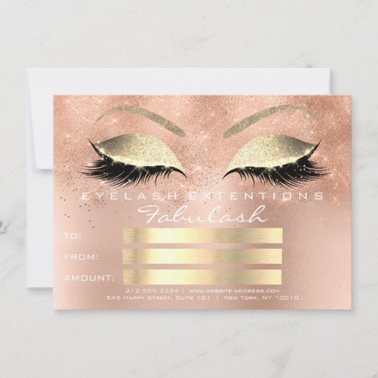 まばたきグリッターバラ金ゴールドメイクアップ証明書ギフト (正面)