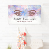 まばたきサロンメイクアップアーティスト水彩画 横断幕 (インサイチュ)