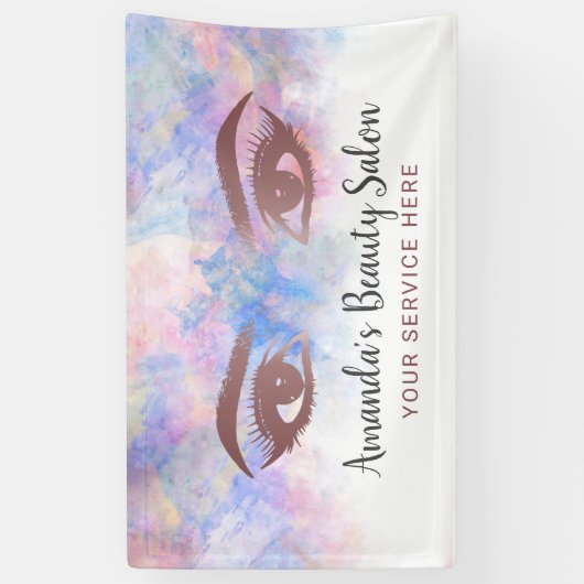 まばたきサロンメイクアップアーティスト水彩画 横断幕 (縦)