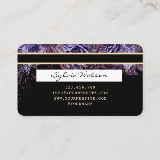 まばたきトレンディーフローラクレジットカードウォーター色 名刺 (裏面)