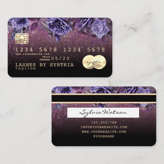 まばたきトレンディーフローラクレジットカードウォーター色 名刺 (正面/裏面)
