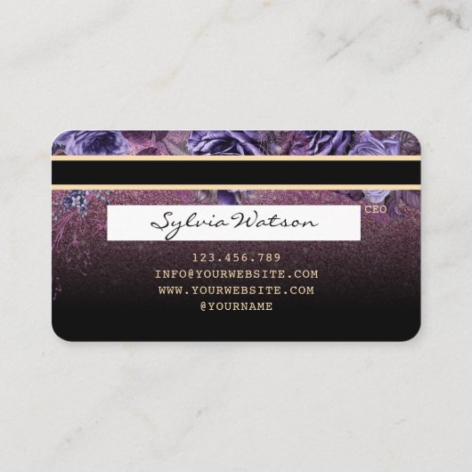 まばたきトレンディーフローラクレジットカードウォーター色 名刺 (裏面)