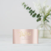 まばたきバラ金ゴールドフェイクグリッタータイポグラフメイクアップ 名刺 (スタンド正面)