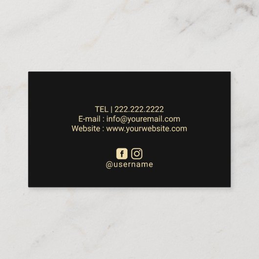 まばたきブロウズメイクアップモダンアーティストブラック&金ゴールド 名刺 (裏面)