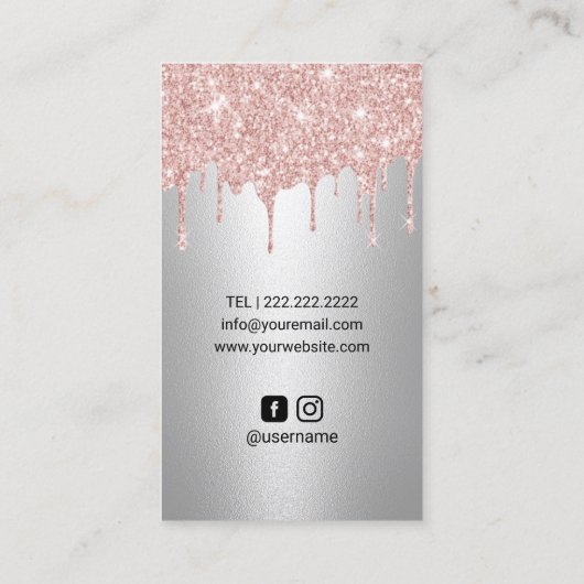まばたきブローズメイクアップアーティストバラ金ゴールドドリップスシルバー 名刺 (裏面)