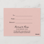 まばたきメイクアップアーティストバラ金ゴールドギフト証明書 ポストカード (裏面)