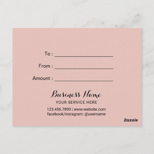 まばたきメイクアップアーティストバラ金ゴールドギフト証明書 ポストカード (裏面)