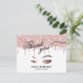 まばたきメイクアップアーティストバラ金ゴールドドリップサンキュー ポストカード (スタンド正面)