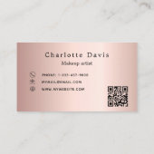 まばたきメイクアップアーティストバラ金ゴールドQRコード 名刺 (裏面)
