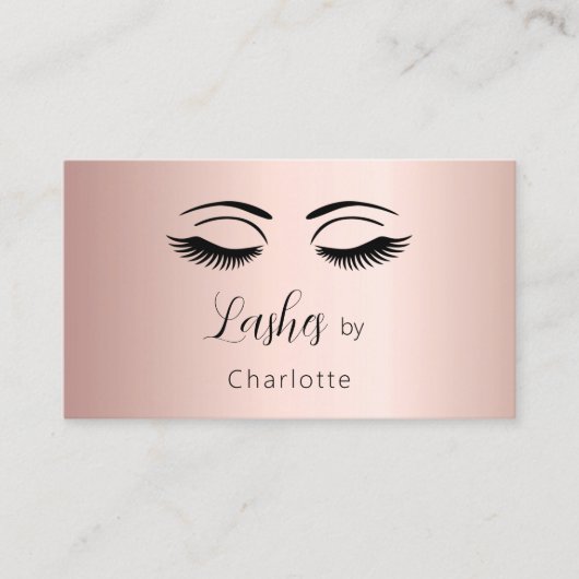 まばたきメイクアップアーティストバラ金ゴールドQRコード 名刺 (正面)