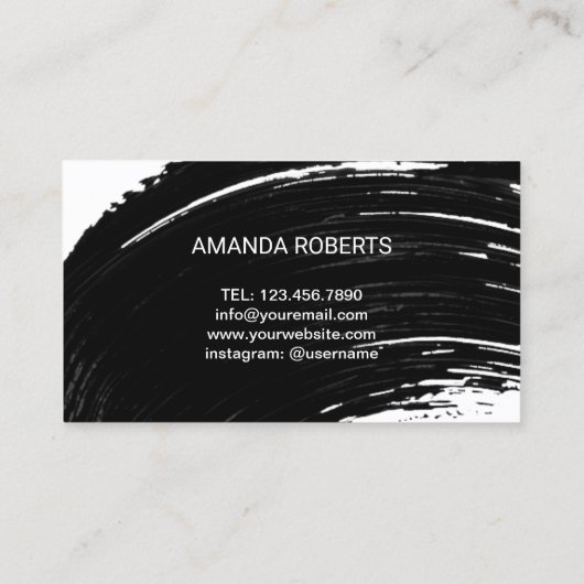 まばたきメイクアップアーティストモダンマスカラ筆跡 名刺 (裏面)