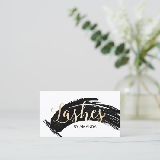 まばたきメイクアップアーティストモダンマスカラ筆跡 名刺 (スタンド正面)