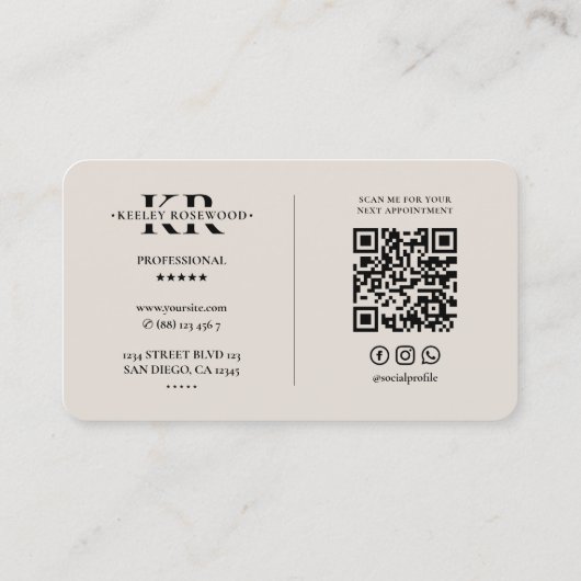 まばたきメイクアップアーティスト美学サンドモノグラム 名刺 (裏面)