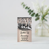 まばたきメイクアップブラックドリップQRコードロゴバラ金ゴールド 名刺 (スタンド正面)