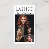 まばたきメイクアップモダンアーティスト黒4枚の写真qrコード 名刺 (正面)