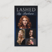 まばたきメイクアップモダンアーティスト黒4枚の写真qrコード 名刺 (正面)