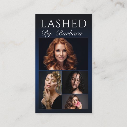 まばたきメイクアップモダンアーティスト黒4枚の写真qrコード 名刺 (正面)