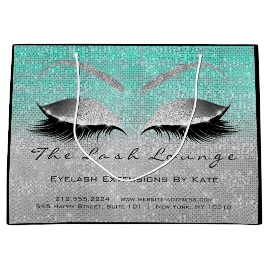 まばたき拡張アフターケア指示銀色 ラージペーパーバッグ (正面)