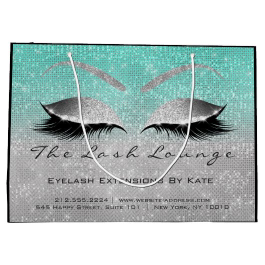 まばたき拡張アフターケア指示銀色 ラージペーパーバッグ (裏面)