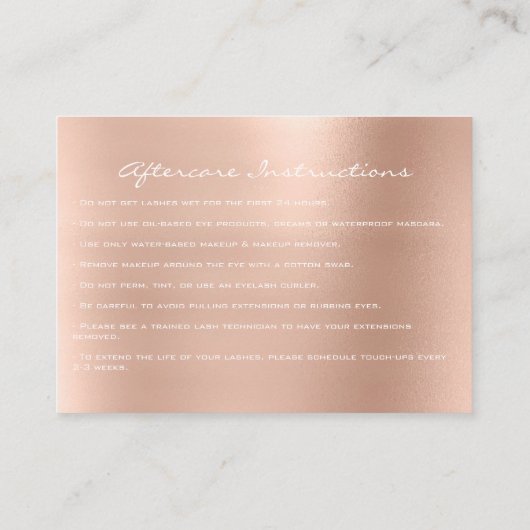 まばたき拡張アフターケア説明書まばゆいR コーリングカード (裏面)