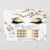 まばたき拡張ホワイト金ゴールド大理石証明書ギフト 招待状 (正面/裏面)