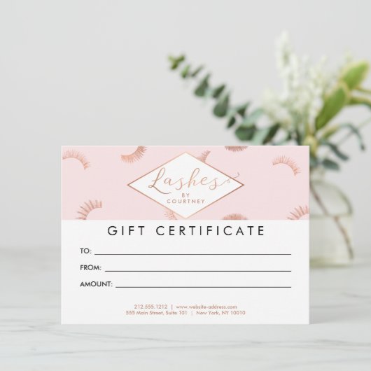 まばたき模様ピンク/バラ金ゴールドギフトカードの多く (スタンド正面)