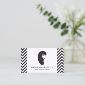 まばたき白黒の女の子パターン（の模様が）ある美しい 名刺 (スタンド正面)