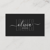 まばたき眉メイクアップアーティストブラックエレガントスクリプト 名刺 (正面)